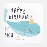 Blue Whale Happy Birthday Card By Caroline Gardner